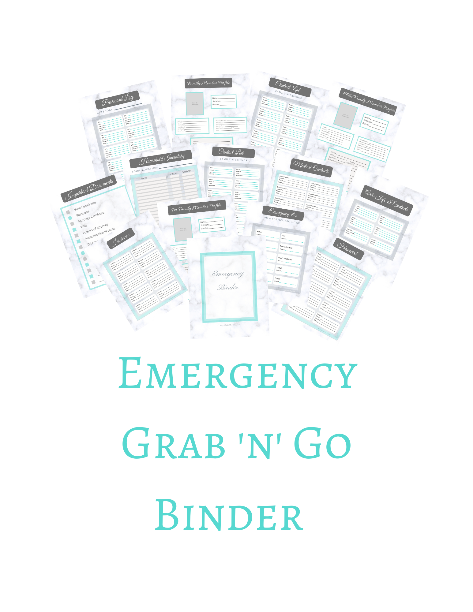 Emergency Grab 'n' Go Binder (free printables) Aquahaven747
